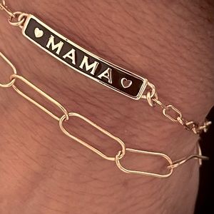 Kris NationsnMama Enamel Gold Bracelet with Drawn Cable Chain